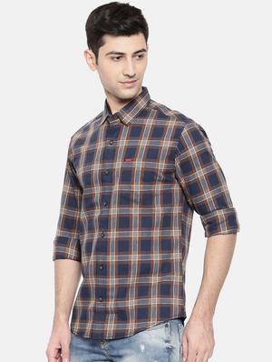 navy blue cotton casual shirt - 15731619 - Standard Image - 2
