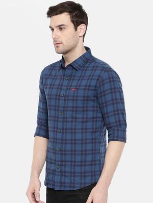 blue cotton casual shirt - 15731621 - Standard Image - 2