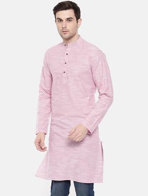 pink cotton long kurta - 15731641 - Standard Image - 2