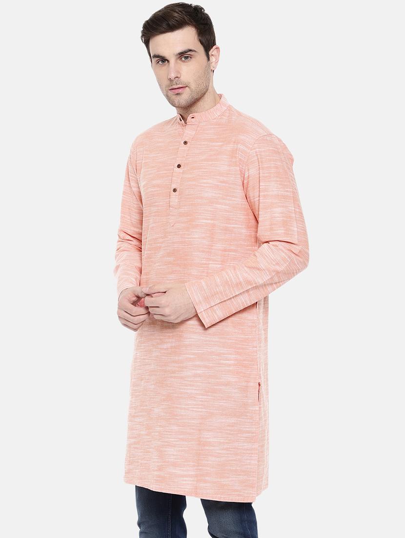 orange cotton long kurta - 15731642 - Zoom Image - 2