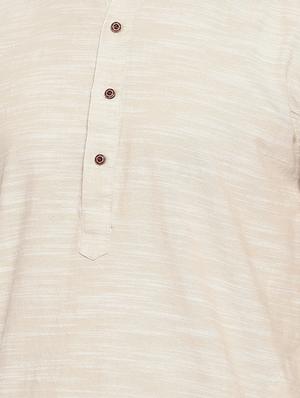 beige cotton long kurta - 15731644 - Standard Image - 5