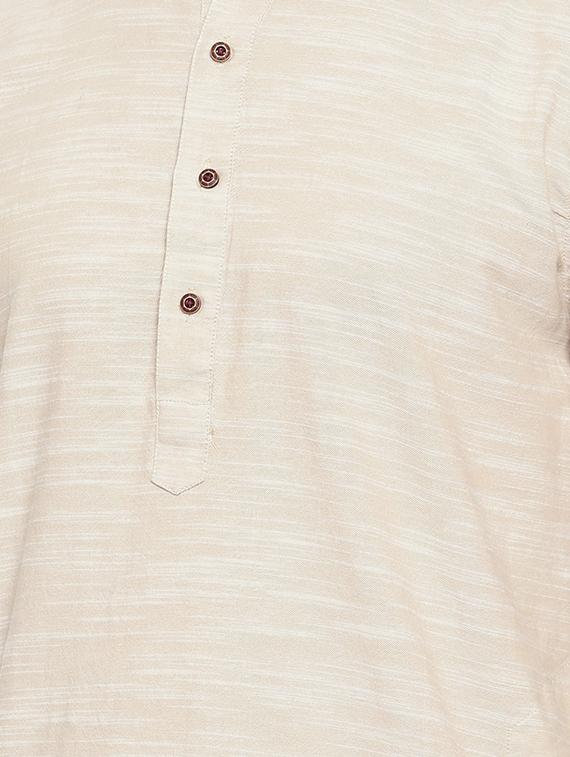 beige cotton long kurta - 15731644 - Zoom Image - 5
