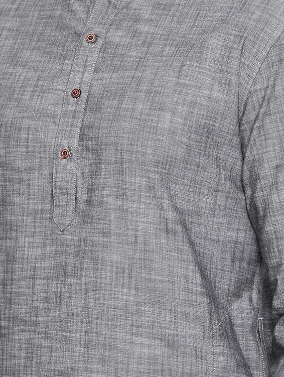 grey cotton long kurta - 15731645 - Zoom Image - 5