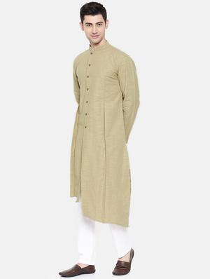 brown cotton asymmetric kurta - 15731658 - Standard Image - 2