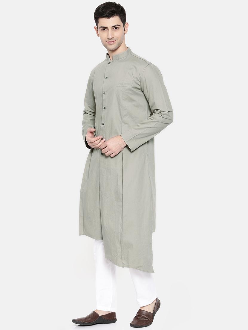 grey cotton asymmetric kurta - 15731660 - Zoom Image - 2