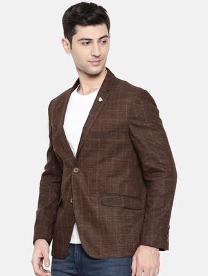 brown cotton single breasted blazer - 15731670 - Standard Image - 2