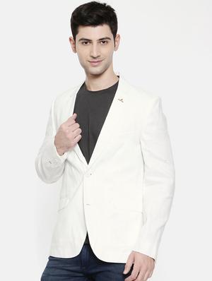 white cotton single breasted blazer - 15731671 - Standard Image - 2