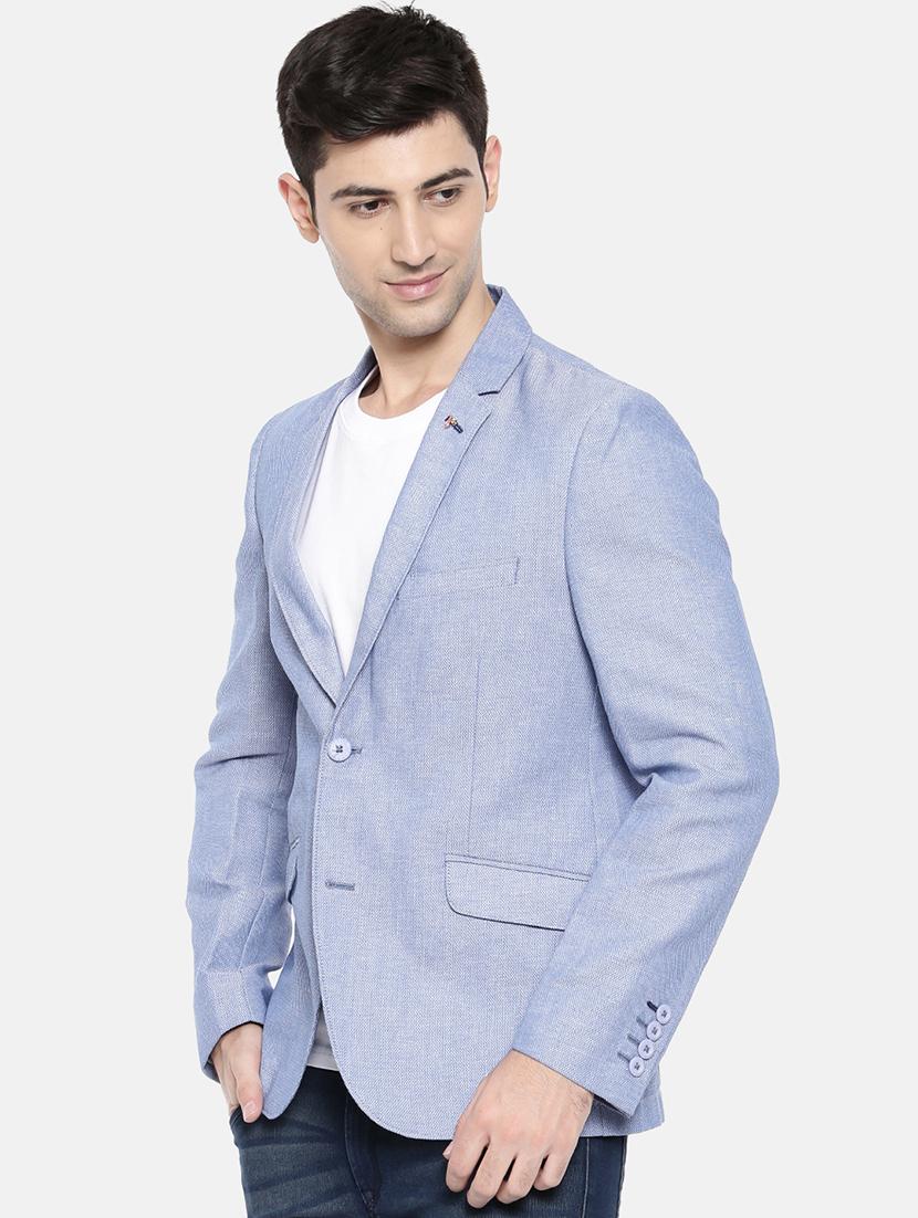 light blue cotton single breasted blazer - 15731678 - Zoom Image - 2