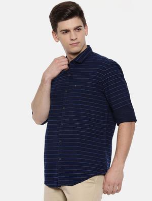 navy blue cotton casual shirt - 15731789 - Standard Image - 2