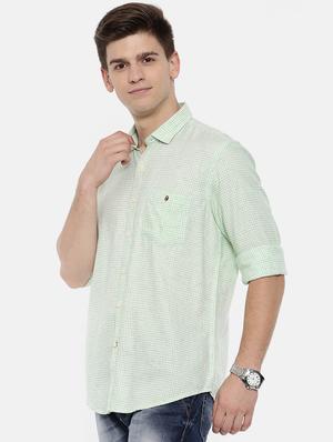 green linen casual shirt - 15731791 - Standard Image - 2