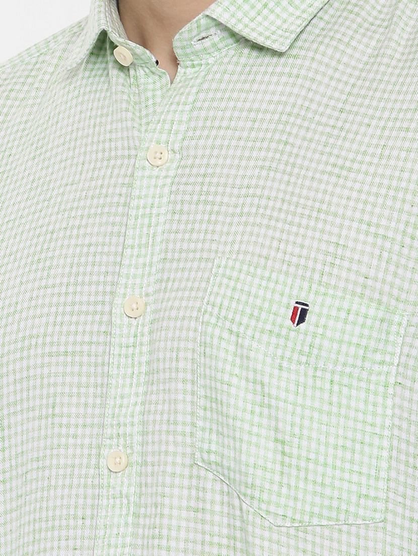 green linen casual shirt - 15731791 - Zoom Image - 5