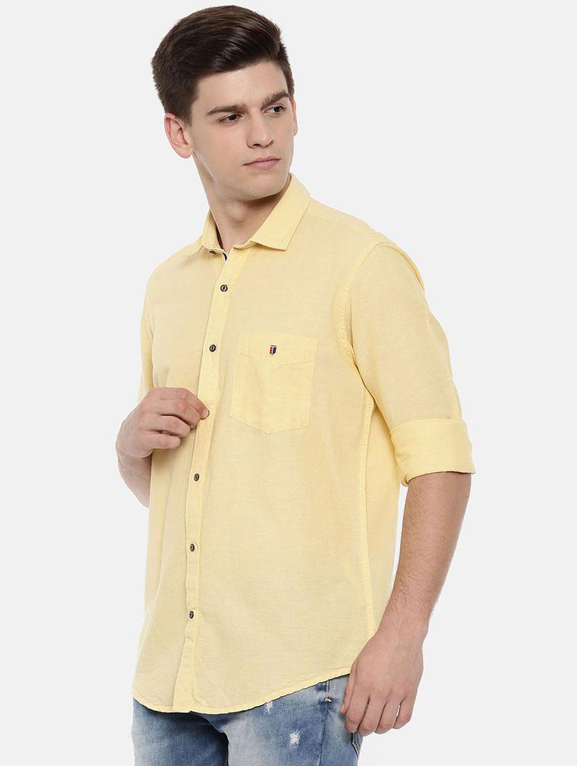 yellow cotton casual shirt - 15731793 - Zoom Image - 2