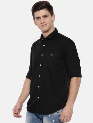 black cotton casual shirt - 15731794 - Standard Image - 2