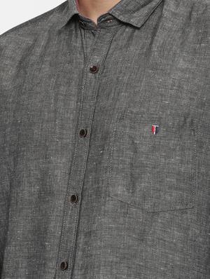 grey linen casual shirt - 15731802 - Standard Image - 5