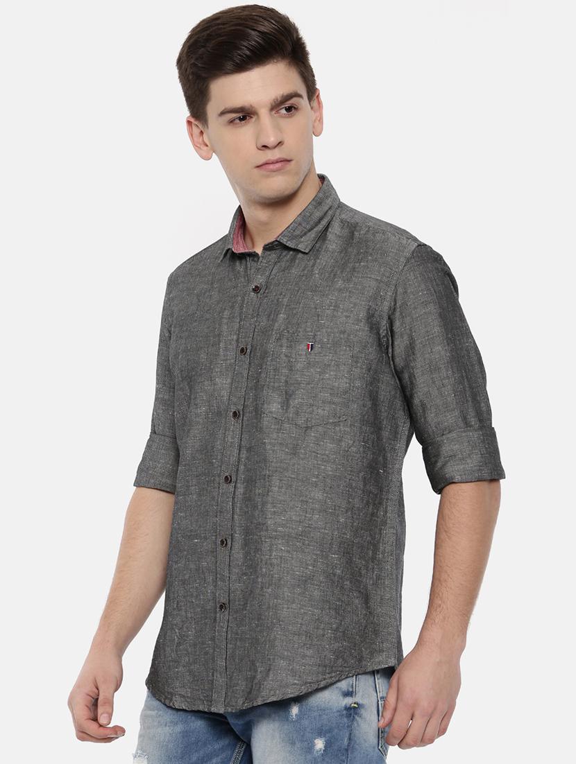 grey linen casual shirt - 15731802 - Zoom Image - 2