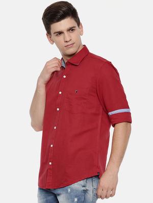 red linen casual shirt - 15731805 - Standard Image - 2