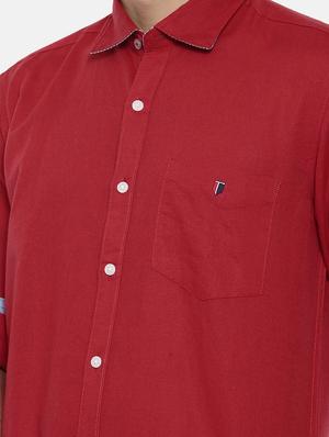 red linen casual shirt - 15731805 - Standard Image - 5