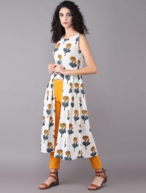 printed high-low kurta pant set - 15731812 - Standard Image - 2