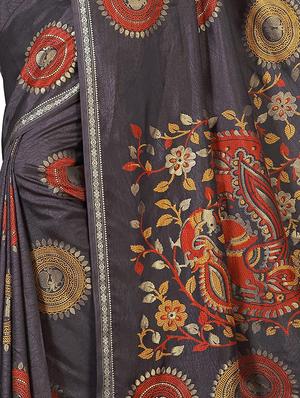 foil printed saree with blouse - 15731837 - Standard Image - 2