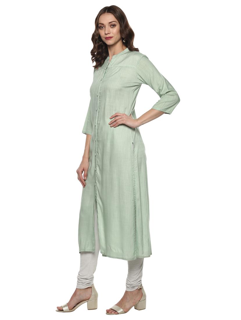 Grey solid straight kurta - 15732978 - Zoom Image - 2