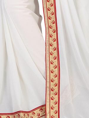 floral lace border saree with blouse - 15733048 - Standard Image - 2
