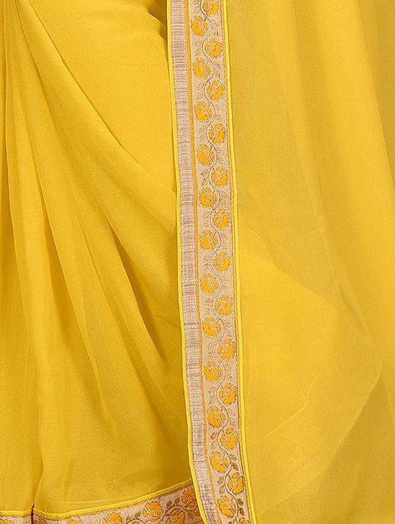 floral lace border saree with blouse - 15733051 - Zoom Image - 2