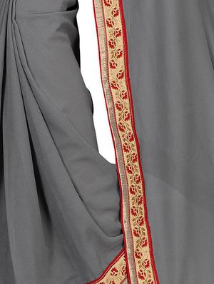 floral lace border saree with blouse - 15733052 - Standard Image - 2