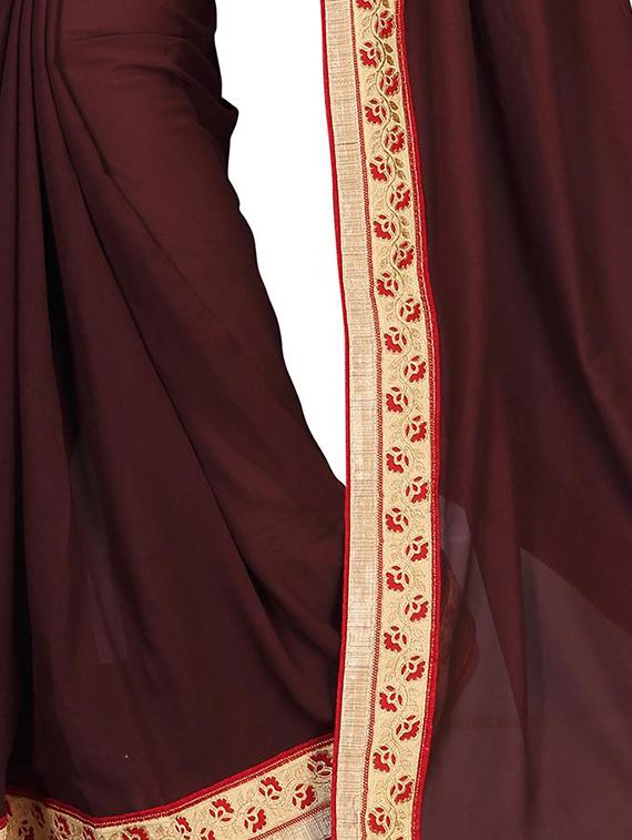 floral lace border saree with blouse - 15733053 - Zoom Image - 2
