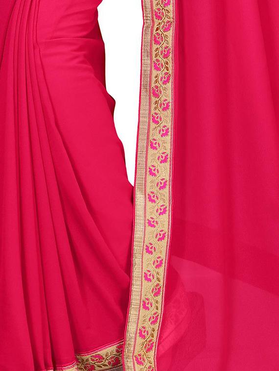 floral lace border saree with blouse - 15733056 - Zoom Image - 2