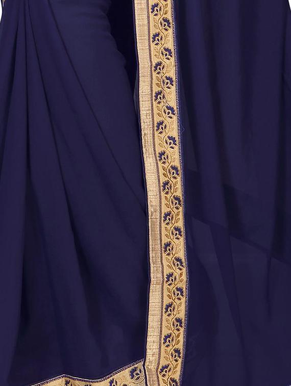 floral lace border saree with blouse - 15733061 - Zoom Image - 2