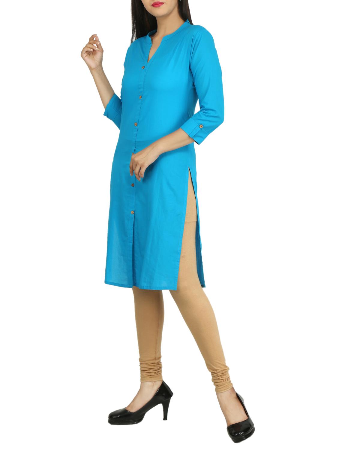 Straight solid kurta - 15733077 - Zoom Image - 2