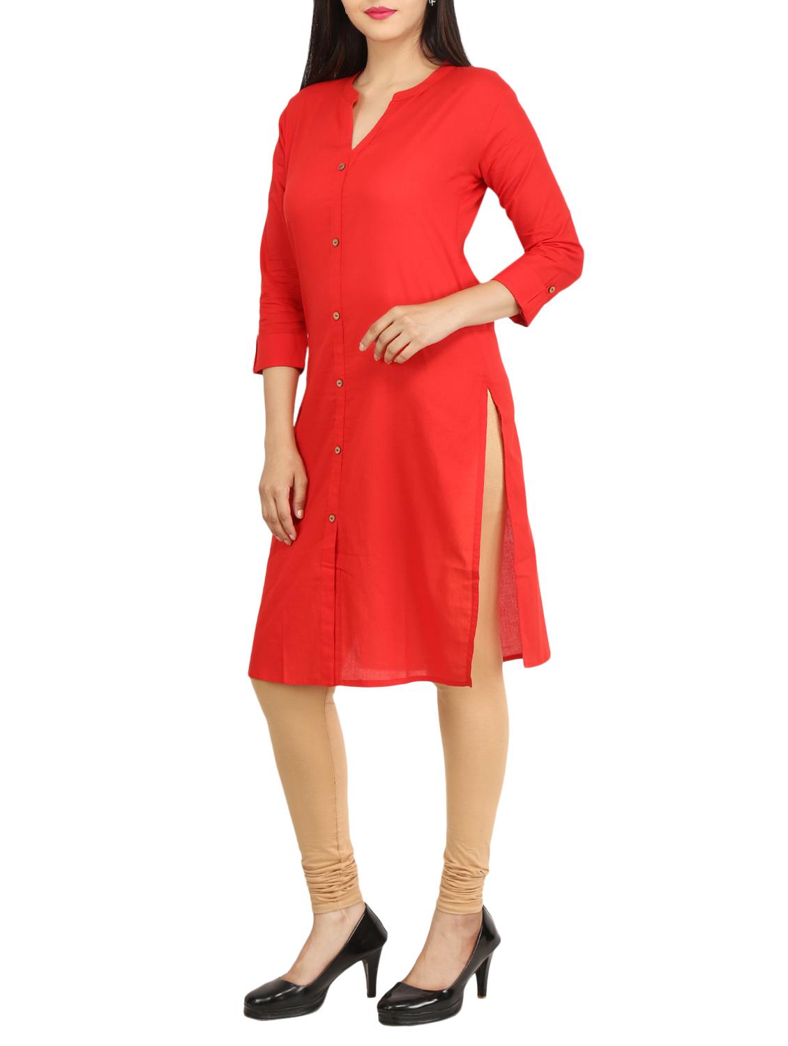 Straight solid kurta - 15733078 - Zoom Image - 2