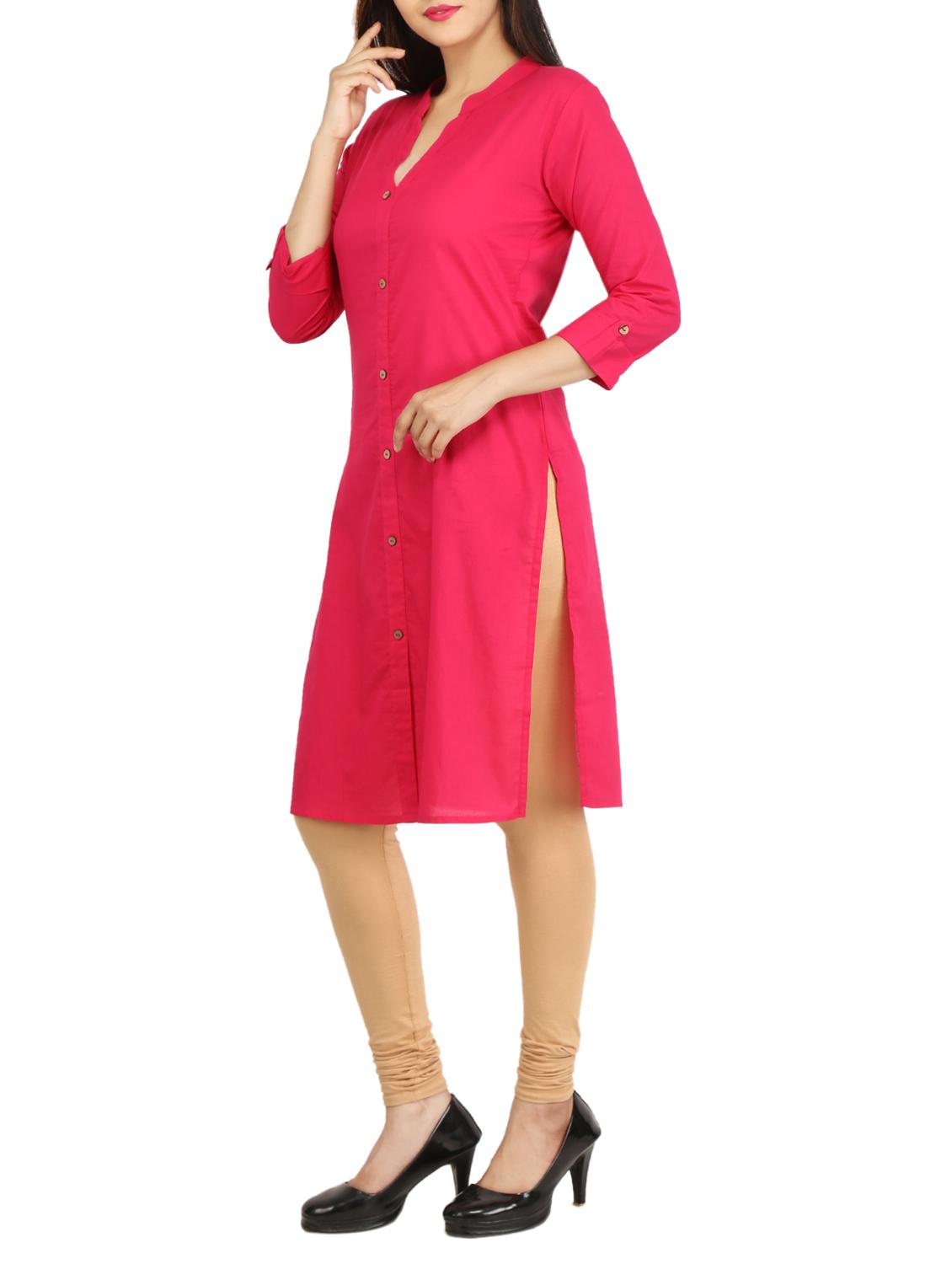 Straight solid kurta - 15733081 - Zoom Image - 2