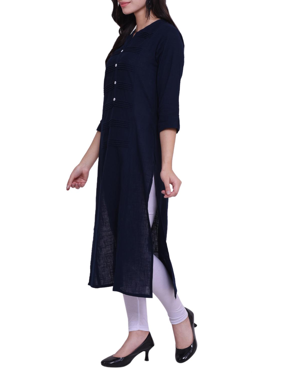Straight solid kurta - 15733086 - Zoom Image - 2