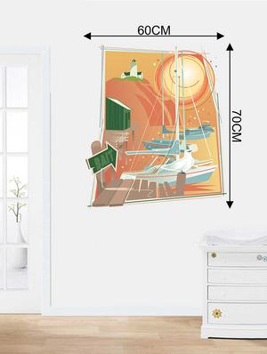 Rawpockets Wall Decals ' Boat House Wall Sticker ' Wall stickers (PVC Vinyl) Multicolour - 15733215 - Standard Image - 2