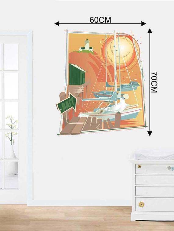 Rawpockets Wall Decals ' Boat House Wall Sticker ' Wall stickers (PVC Vinyl) Multicolour - 15733215 - Zoom Image - 2