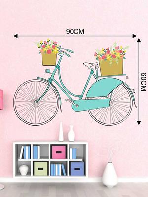 Rawpockets Wall Decals ' Cycle n Flower Baskets ' Wall stickers (PVC Vinyl) Multicolour - 15733225 - Standard Image - 2