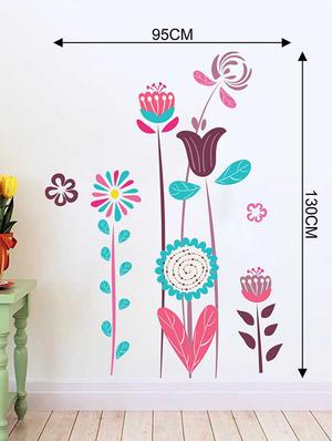 Rawpockets Wall Decals ' Multicolor Flower Wall Sticker ' Wall stickers (PVC Vinyl) Multicolour - 15733229 - Standard Image - 2