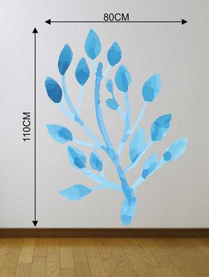 Rawpockets Wall Decals ' Blue Watercolor Plant Wall Sticker ' Wall stickers (PVC Vinyl) Multicolour - 15733232 - Standard Image - 2