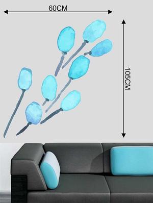 Rawpockets Wall Decals ' Blue Tulip Flower Wall Sticker ' Wall stickers (PVC Vinyl) Multicolour - 15733243 - Standard Image - 2