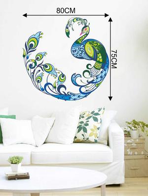 Rawpockets Wall Decals ' Decorative Peacock Bird Wall Sticker ' Wall stickers (PVC Vinyl) Multicolour - 15733253 - Standard Image - 2
