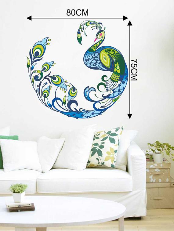 Rawpockets Wall Decals ' Decorative Peacock Bird Wall Sticker ' Wall stickers (PVC Vinyl) Multicolour - 15733253 - Zoom Image - 2