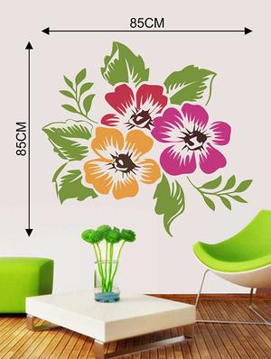 Rawpockets Wall Decals ' Hibiscus Flower Wall Sticker ' Wall stickers (PVC Vinyl) Multicolour - 15733259 - Standard Image - 2
