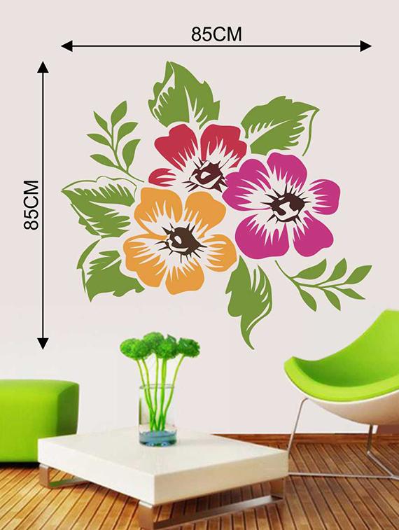 Rawpockets Wall Decals ' Hibiscus Flower Wall Sticker ' Wall stickers (PVC Vinyl) Multicolour - 15733259 - Zoom Image - 2