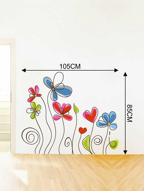 Rawpockets Wall Decals ' Colorful Flowers Wall Sticker ' Wall stickers (PVC Vinyl) Multicolour - 15733262 - Zoom Image - 2