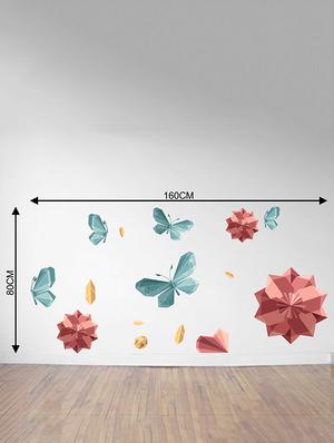 Rawpockets Wall Decals ' Flowers n Butterfly Wall Sticker ' Wall stickers (PVC Vinyl) Multicolour - 15733265 - Standard Image - 2