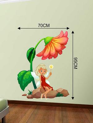 Rawpockets Wall Decals ' Angel n Flower Wall Sticker ' Wall stickers (PVC Vinyl) Multicolour - 15733270 - Standard Image - 2