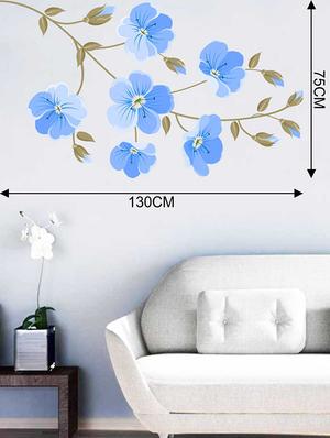Rawpockets Wall Decals ' Indigo Flowers Wall Sticker ' Wall stickers (PVC Vinyl) Multicolour - 15733271 - Standard Image - 2