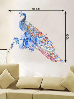Rawpockets Wall Decals ' Watercolor Peacock Wall Sticker ' Wall stickers (PVC Vinyl) Multicolour - 15733276 - Standard Image - 2