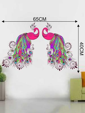 Rawpockets Wall Decals ' Pinkish Peacock Pair Wall Sticker ' Wall stickers (PVC Vinyl) Multicolour - 15733289 - Standard Image - 2